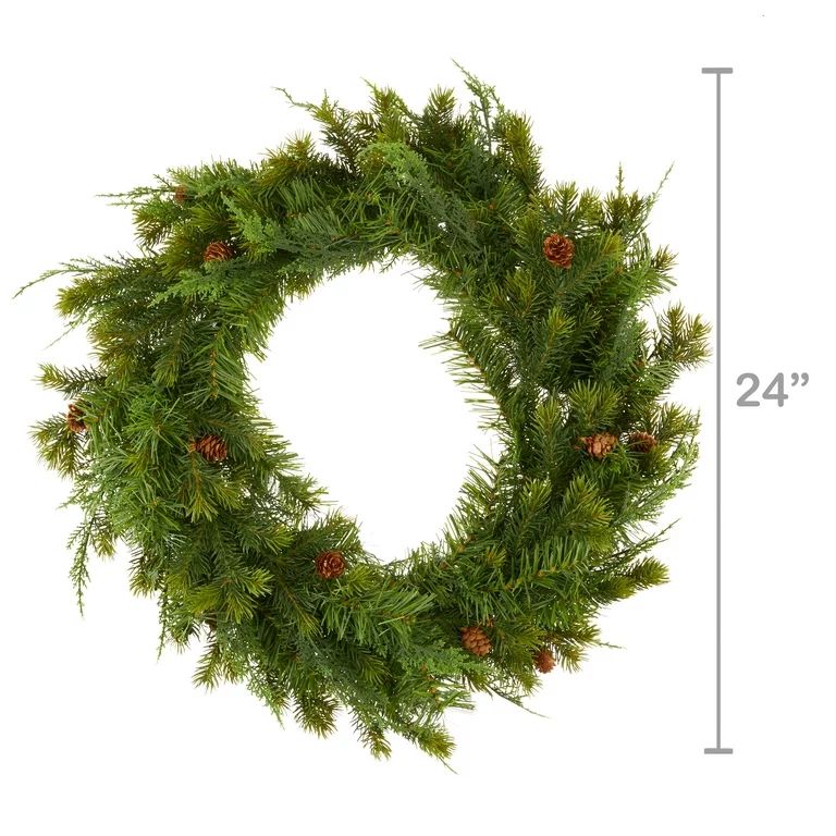 Sonoma Cypress Evergreen Artificial Christmas Wreath, 24 in x 24 in, by Holiday Time | Walmart (US)