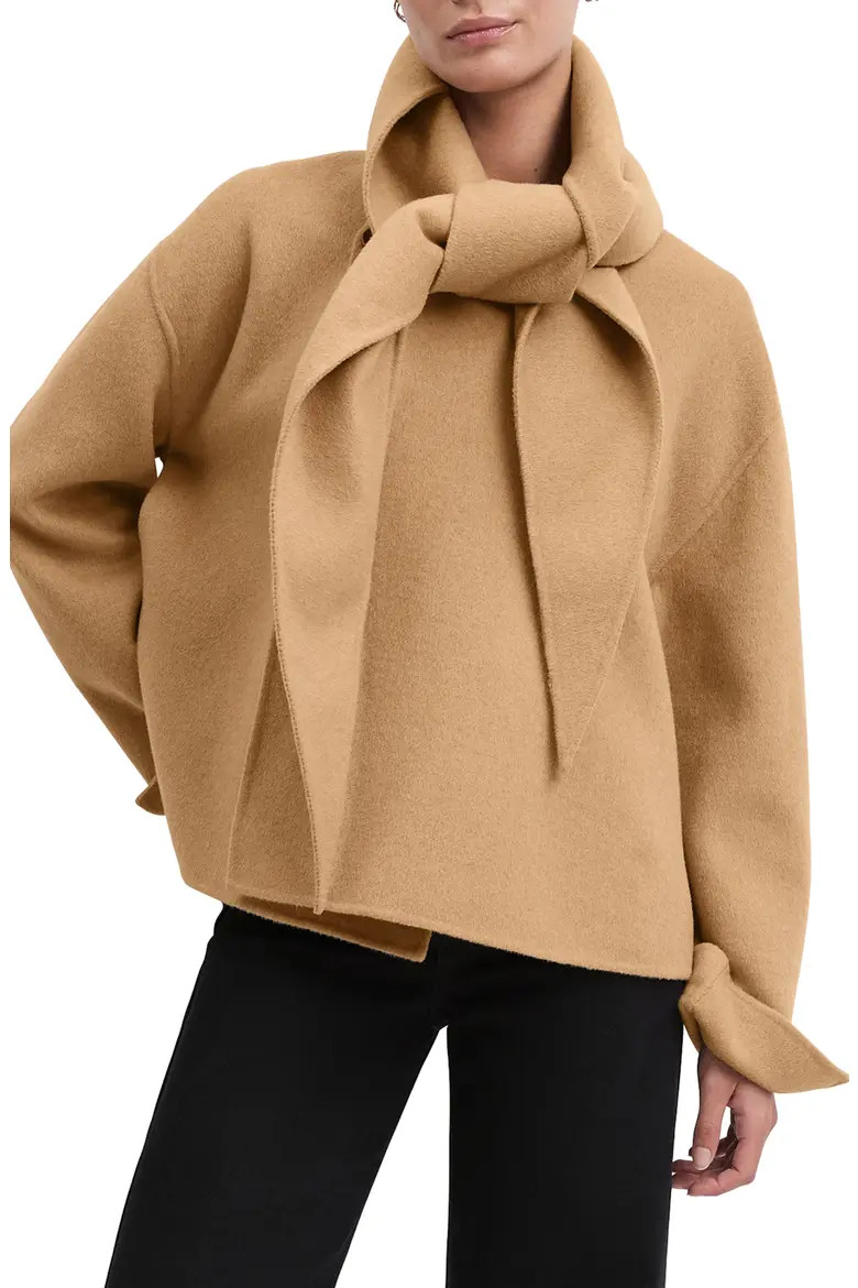 Favorite Daughter The Jamie Wool Blend Scarf Coat in Camel at Nordstrom, Size Medium | Nordstrom