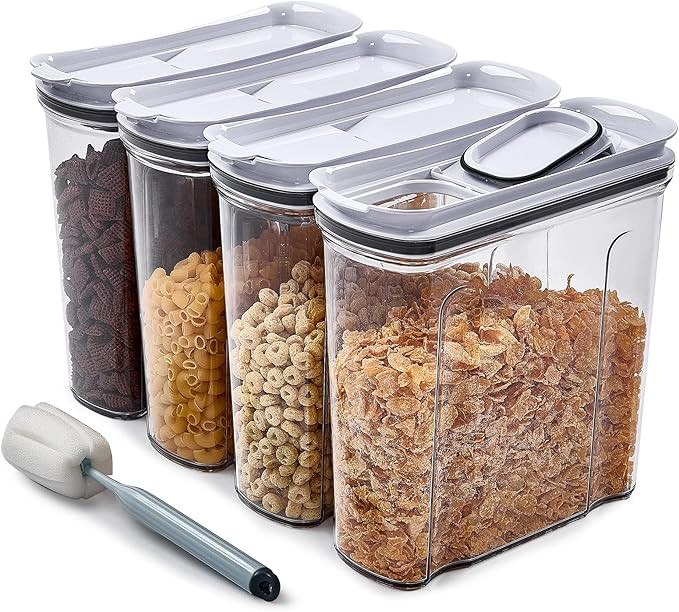 FreshKeeper Cereal Containers Storage Set, Airtight Food Storage Container with Lid 4L/135.2oz,4P... | Amazon (US)