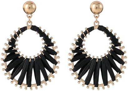 Viva Joya Boho Raffia Teardrop Earrings for Women, Large Statement Drop Dangle Earrings for Prom,... | Amazon (CA)