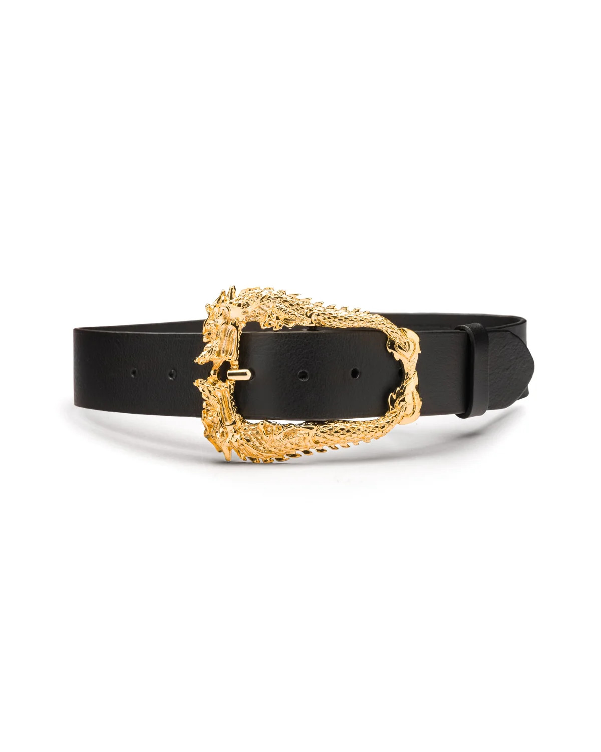 Dragon gold buckle waist belt | Black & Brown London