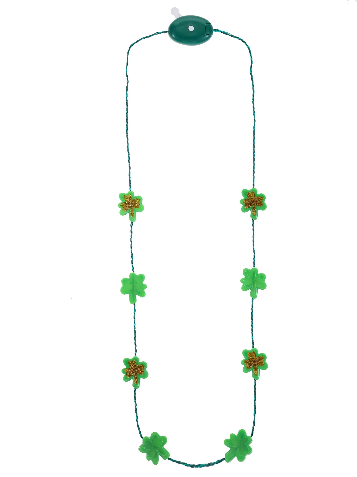 Way to Celebrate St. Patrick's Day Light-Up Shamrock Necklace, Green and Gold, 1 Piece | Walmart (US)