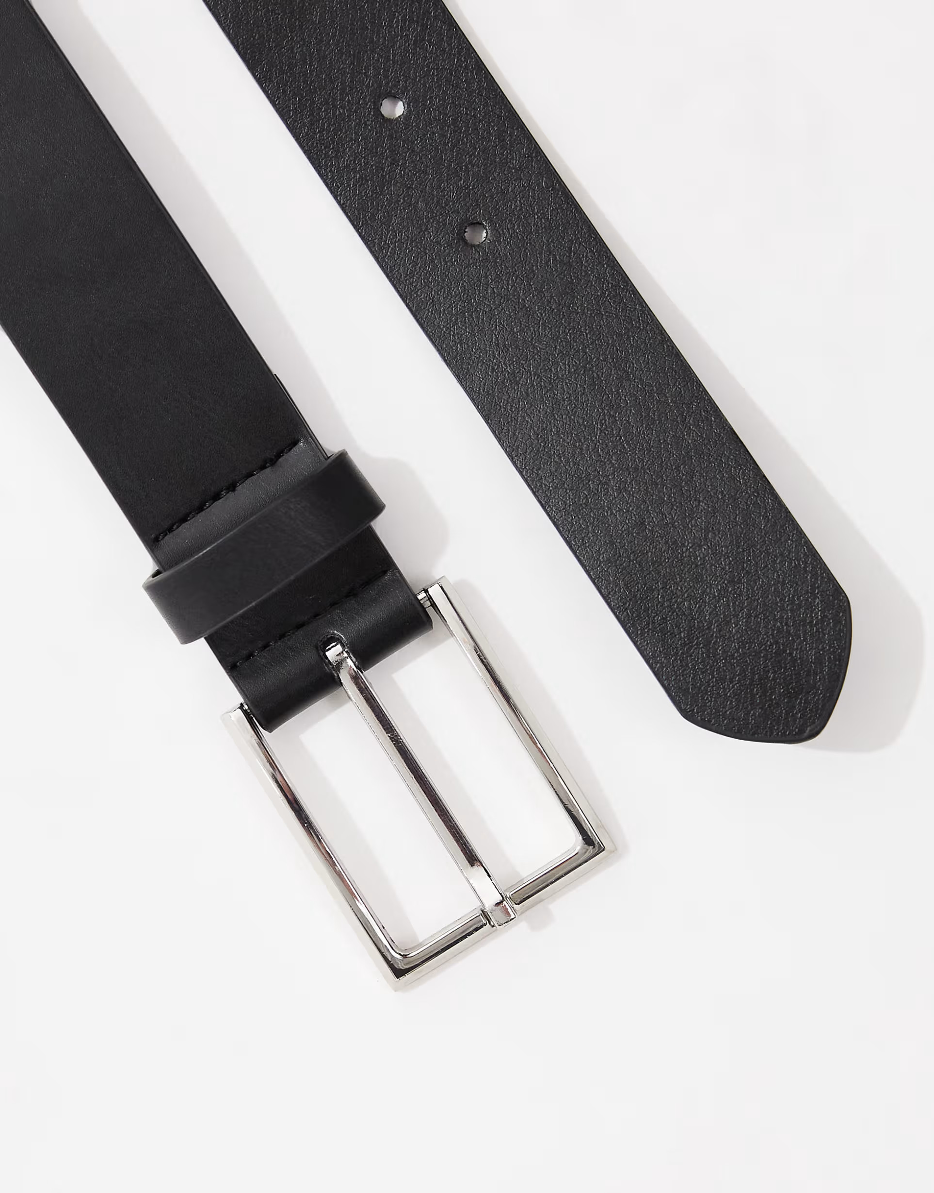 ASOS DESIGN smart faux leather belt with silver buckle in black - BLACK | ASOS | ASOS (Global)