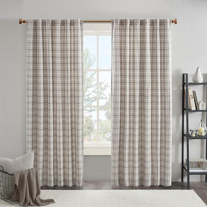 Madison Park Anaheim Cabin Plaid Curtain Window, Thermal Insulated Fleece Lining, Living Room Dec... | Amazon (US)