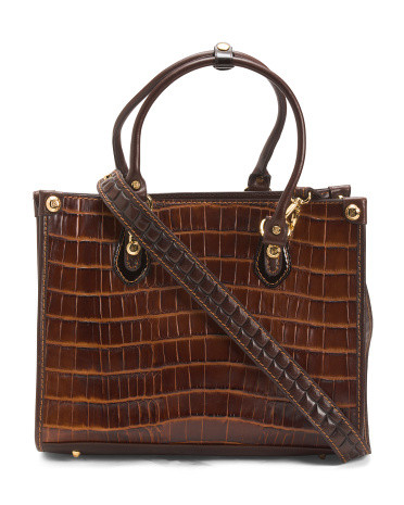 Made In Italy Leather Crocodile Tote | TJ Maxx
