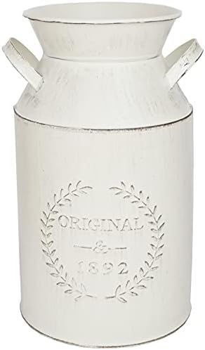 LESEN 10 Inch Modern Farmhouse Metal Flower Vase - Galvanized French Milk Can Country Jug Container  | Amazon (US)