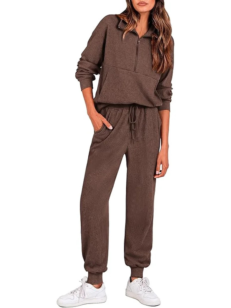 PRETTYGARDEN Women's Fall 2 Piece Lounge Sets Zip Up Sweatshirt Jogger Pants Sweat Track Suits Tr... | Walmart (US)