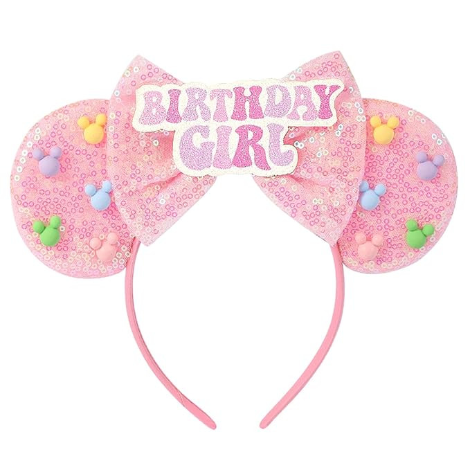 Birthday Mouse Ears Bow Headbands, Mice Sequin Ears Headbands for Women, Glitter Party Princess D... | Amazon (US)
