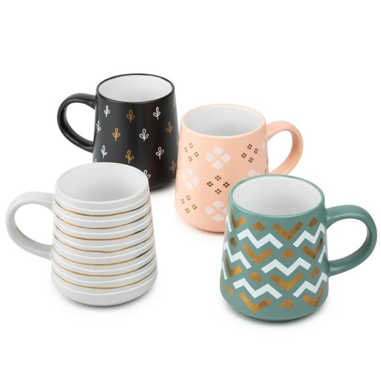 Thyme & Table Assorted Stoneware Coffee Mugs, 16 fl oz, Set of 4 | Walmart (US)