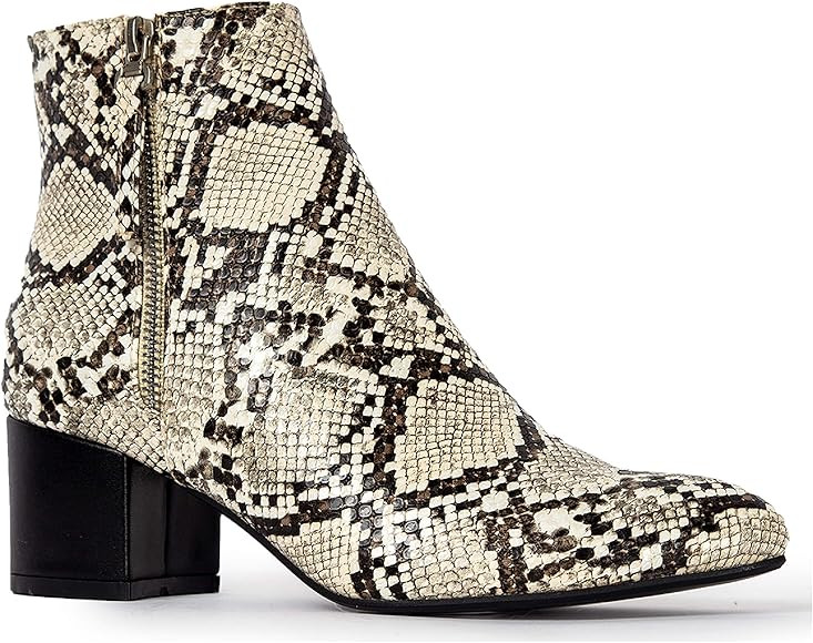 J. Adams Zuma Ankle Bootie – Closed Pointed Toe Low Block Heel Zip Up Boot | Amazon (US)