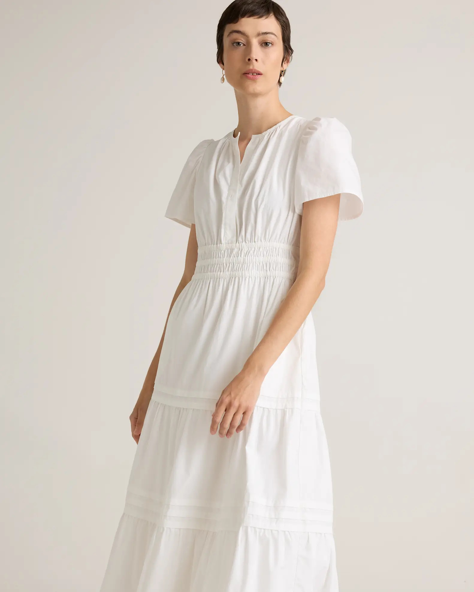 100% Organic Cotton Poplin Tiered Maxi Dress | Quince