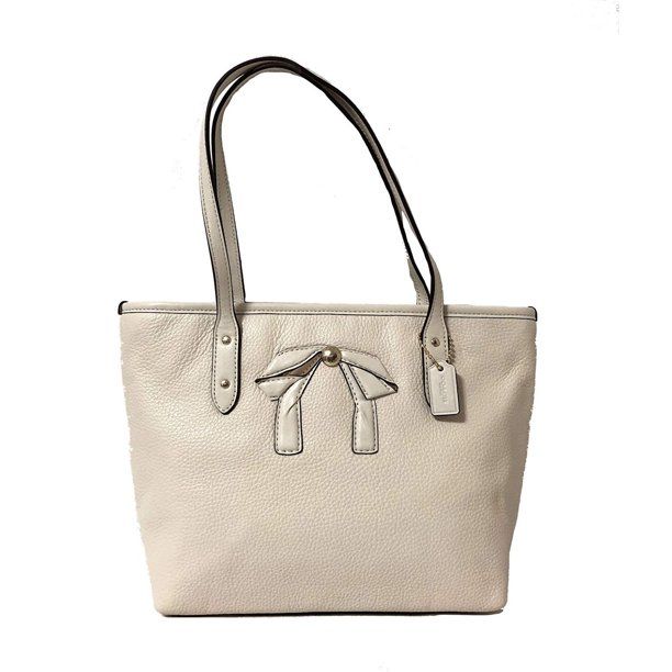 COACH Mini City Zip Tote Shoulder Leather Bag with Bow in Chalk - Walmart.com | Walmart (US)