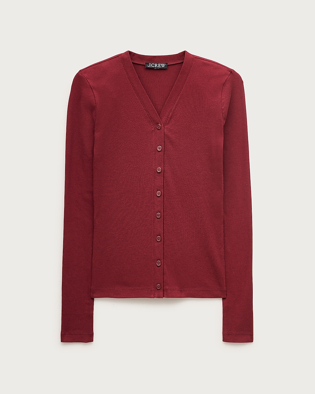 Lightweight rib high V-neck cardigan top | J. Crew US