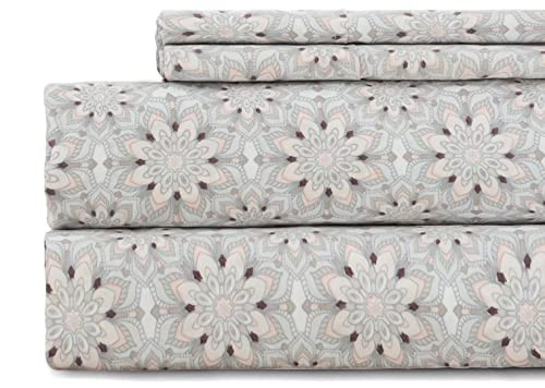 King Sheet Set 4PC Printed Yellow Ivory Flower Pattern Double Bed Luxury Cooling Soft 100% Microf... | Amazon (CA)