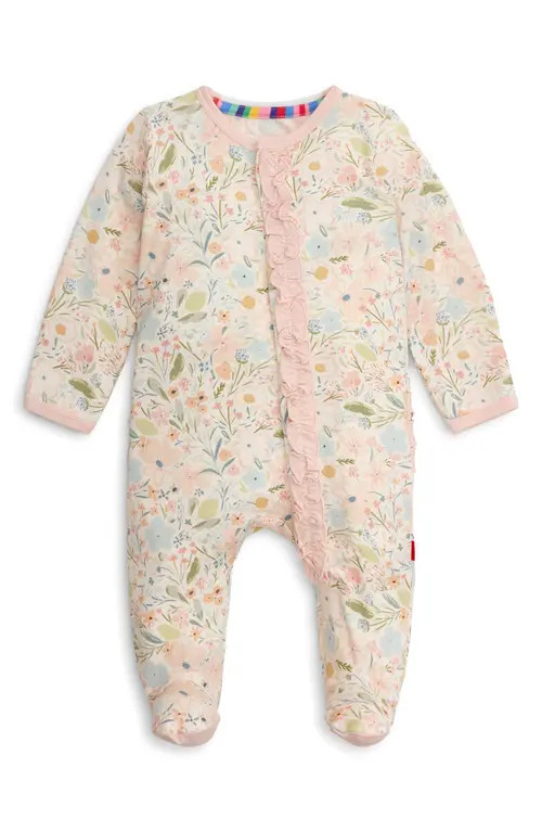 Magnetic Me Floral Magnetic Footie in Pink at Nordstrom, Size 9-12M | Nordstrom