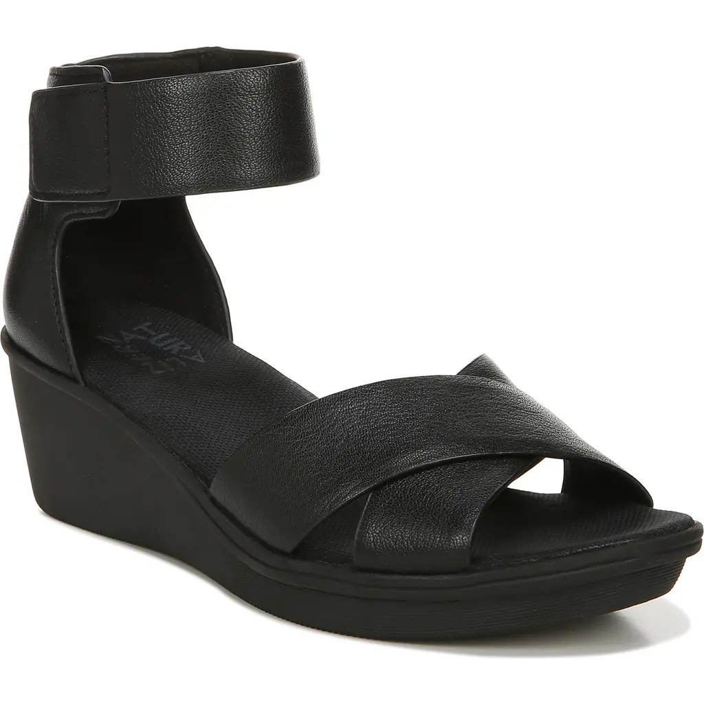 Naturalizer Riviera Wedge Sandal in Black Leather at Nordstrom, Size 11 | Nordstrom