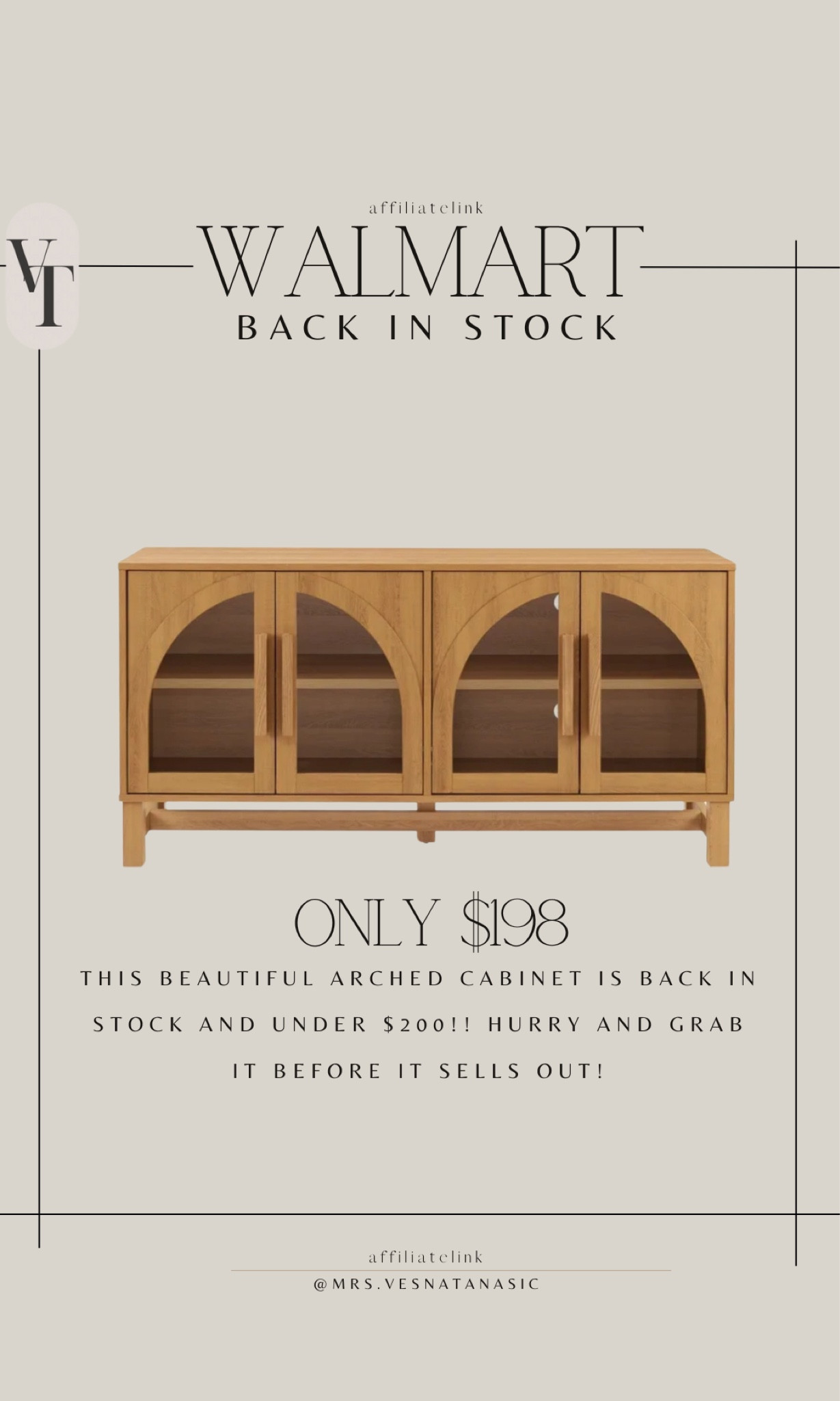 This beautiful arched cabinet is back in stock and under $200!! Hurry and grab it before it sells out! @walmart #walmartfinds #walmart 

#LTKHome #LTKSaleAlert #LTKStyleTip
