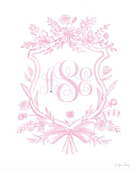 Custom Watercolor Crest - Pink Floral | Ellifox