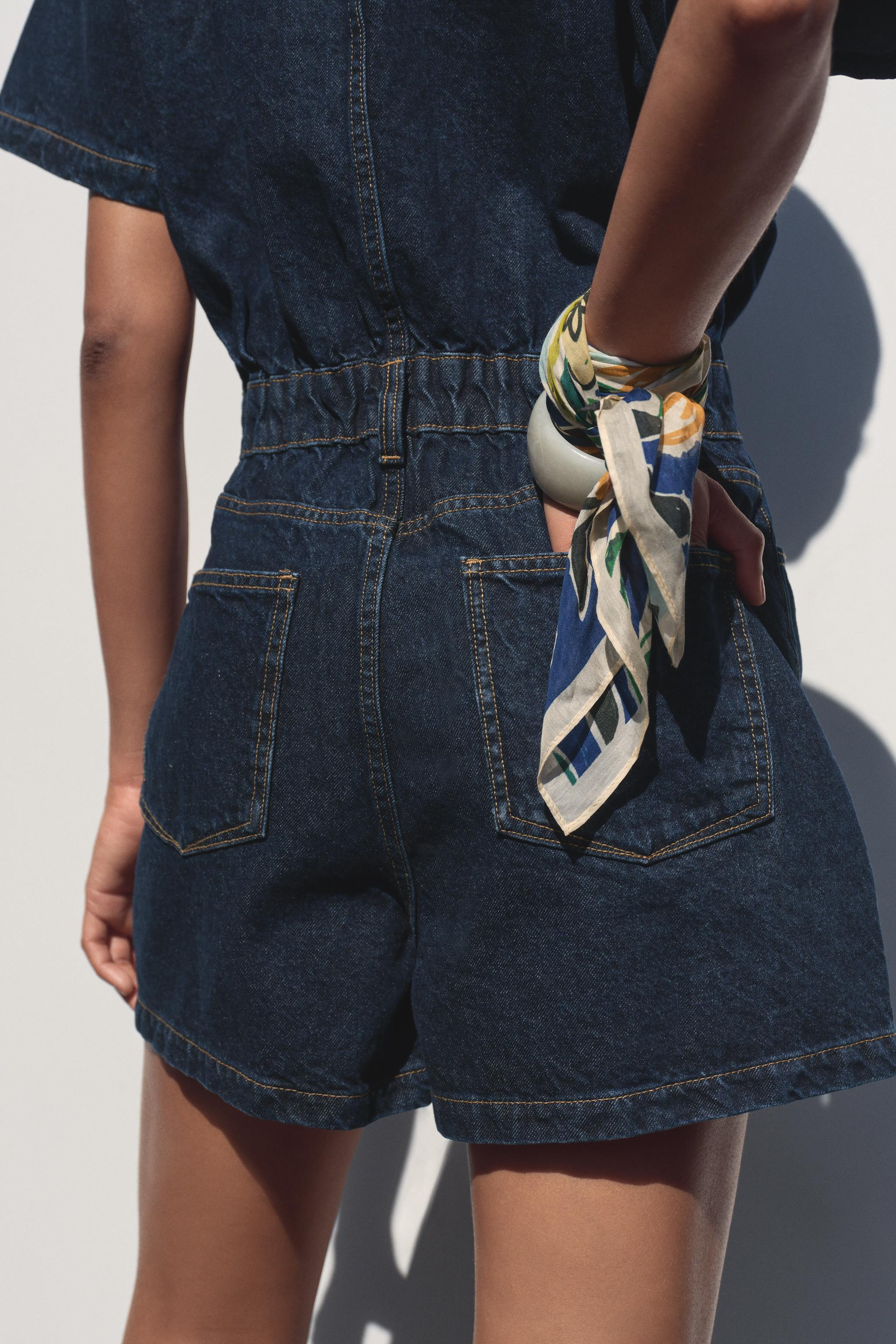 Z1975 SHORT SLEEVE DENIM PLAYSUIT | Zara UK