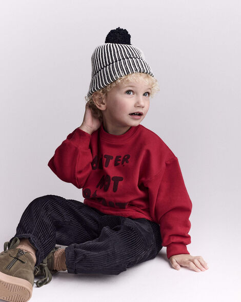Toddler Striped Pom Pom Beanie - Black/White | Carter's Inc