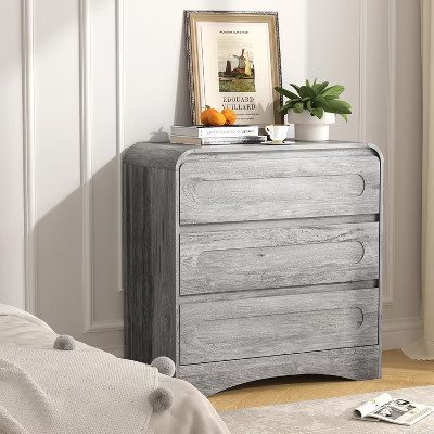 3 Drawer Dressers for Bedroom, 32" Wide Wood Storage Dresser Chest of Drawers Organizer Gray | Target