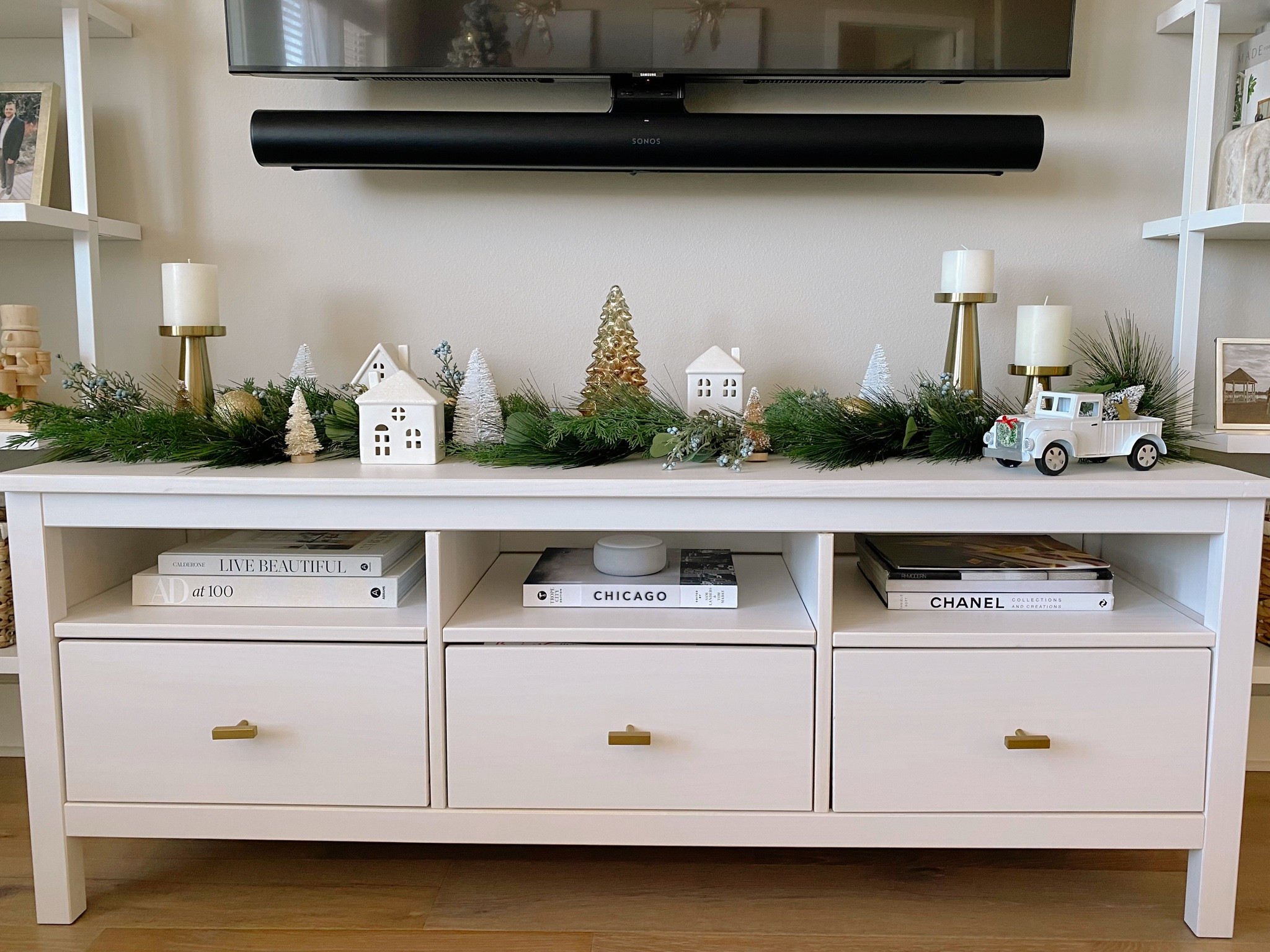 Media console Christmas decor. Kept it simple this year!

#LTKHoliday #LTKunder50 #LTKSeasonal