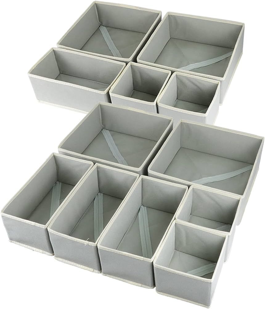 12 Pack Drawer Organizer for Clothing, Foldable Cloth Drawer Dividers Storage Bins, Clothes Drawe... | Amazon (US)