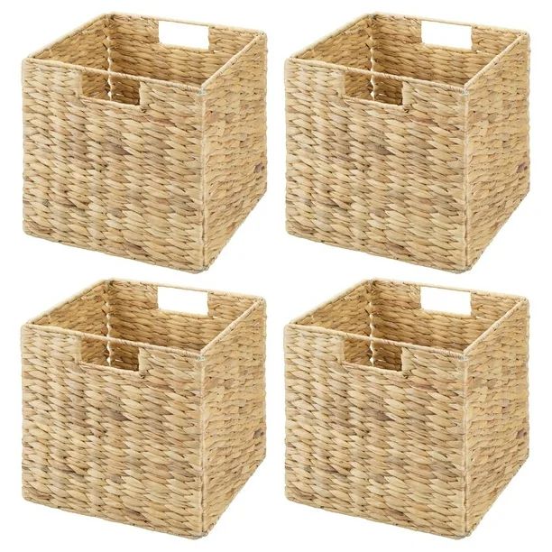 mDesign Collapsible Woven Clothing Storage, Natural, 4 Count - Walmart.com | Walmart (US)