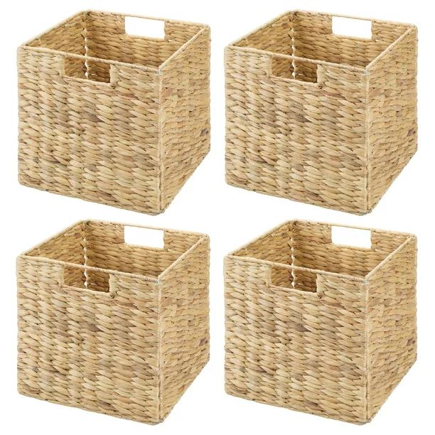 mDesign Woven Hyacinth Durable Storage Organizer Basket Bin for Cube Furniture Shelf Organization... | Walmart (US)