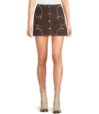 GB Denim Button Front Western Coordinating Mini Skirt | Dillard's | Dillard's