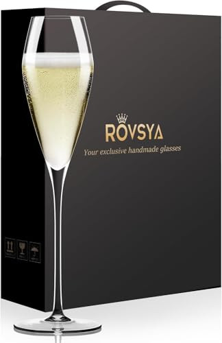 Champagne Flutes Glasses Set of 2, Hand Blown Crystal Wedding Flutes Glass, Ideal for Weddings, Anniversaries, Christmas, Special Days, 10.5 inch, 7.5 oz, Clear | Amazon (US)