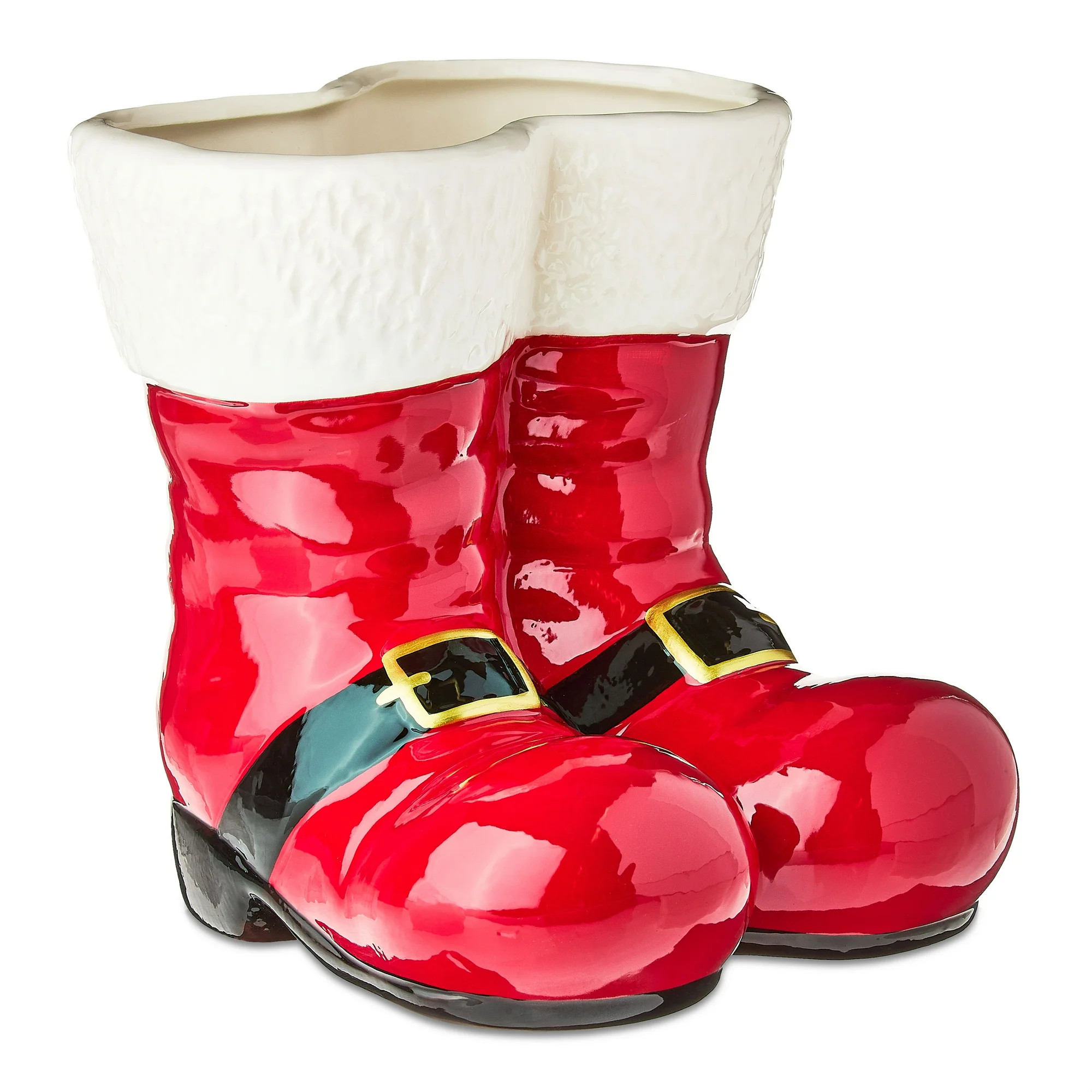 Ceramic Santa Boots Christmas Decoration, Red and White, 7", by Holiday Time - Walmart.com | Walmart (US)