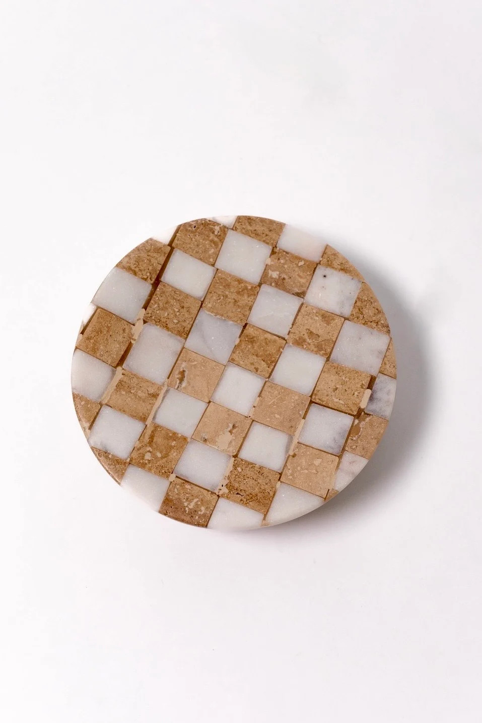 Checkered Travertine and Marble Dish | THELIFESTYLEDCO