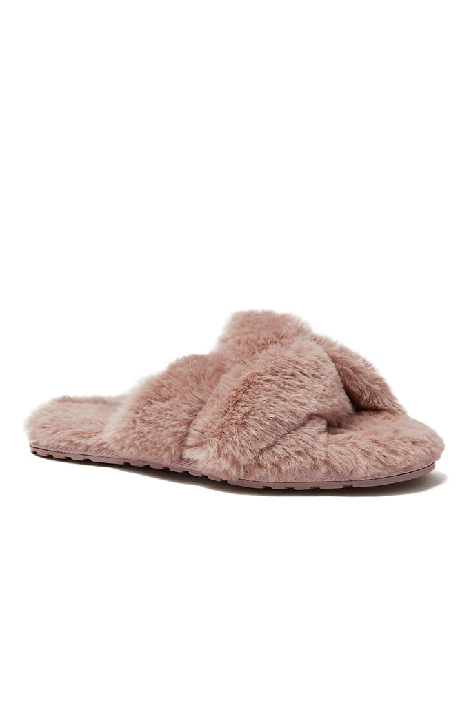 Women's Fluffy Slide House Slippers - Lands' End - Pink - 11 | Lands' End (US)