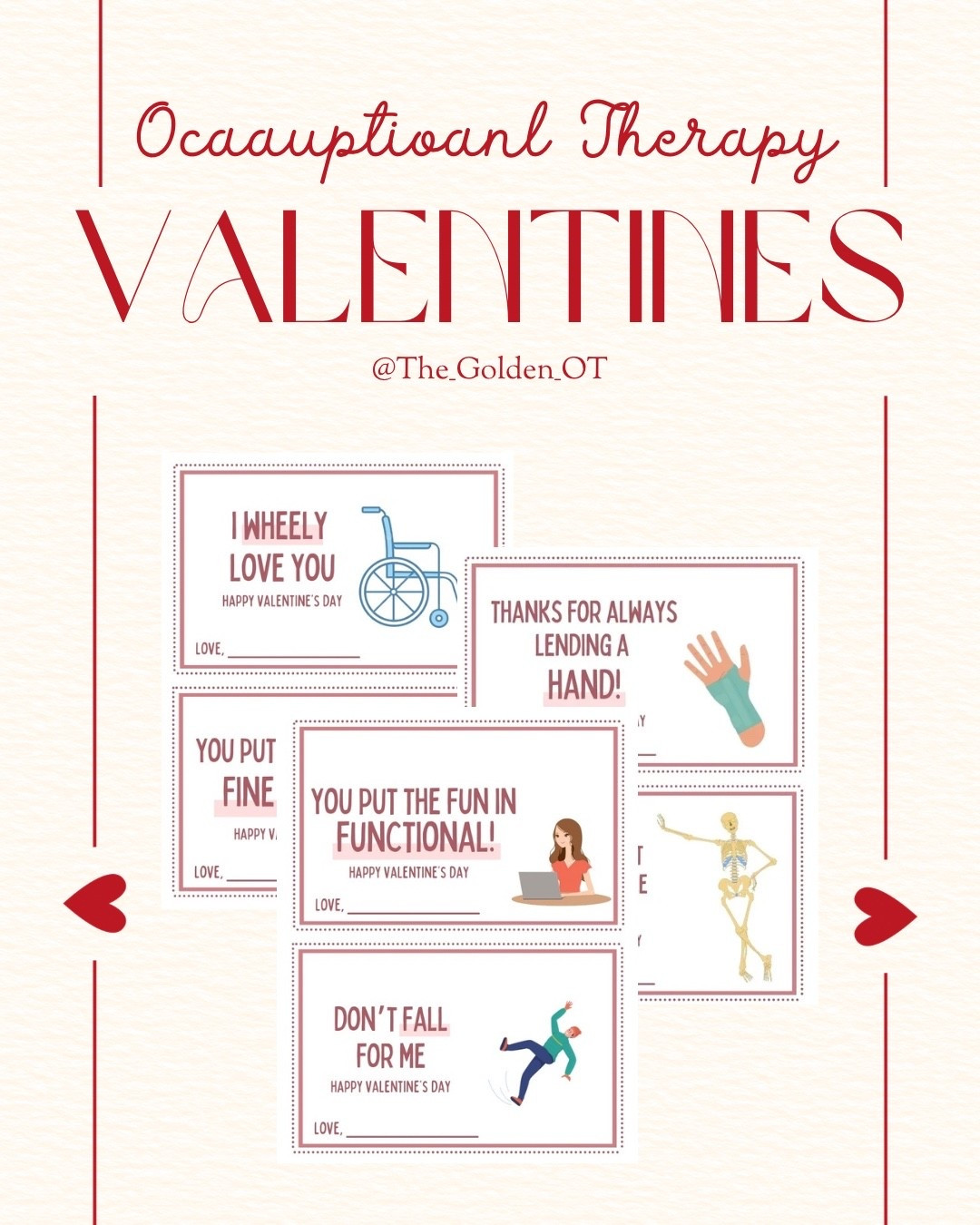 It’s the month of LOVE 💕 

Valentine’s Day is slowly approaching!

Spread the love and kindness with a fun OT related Valentines Day card💌

Download my OT Valentines Day cards to give to your patients, coworkers, or friends. 

Unlimited downloads with purchase. Includes 10 different cards. 

#LTKstorytime #LTKValentine #LTKSeasonal