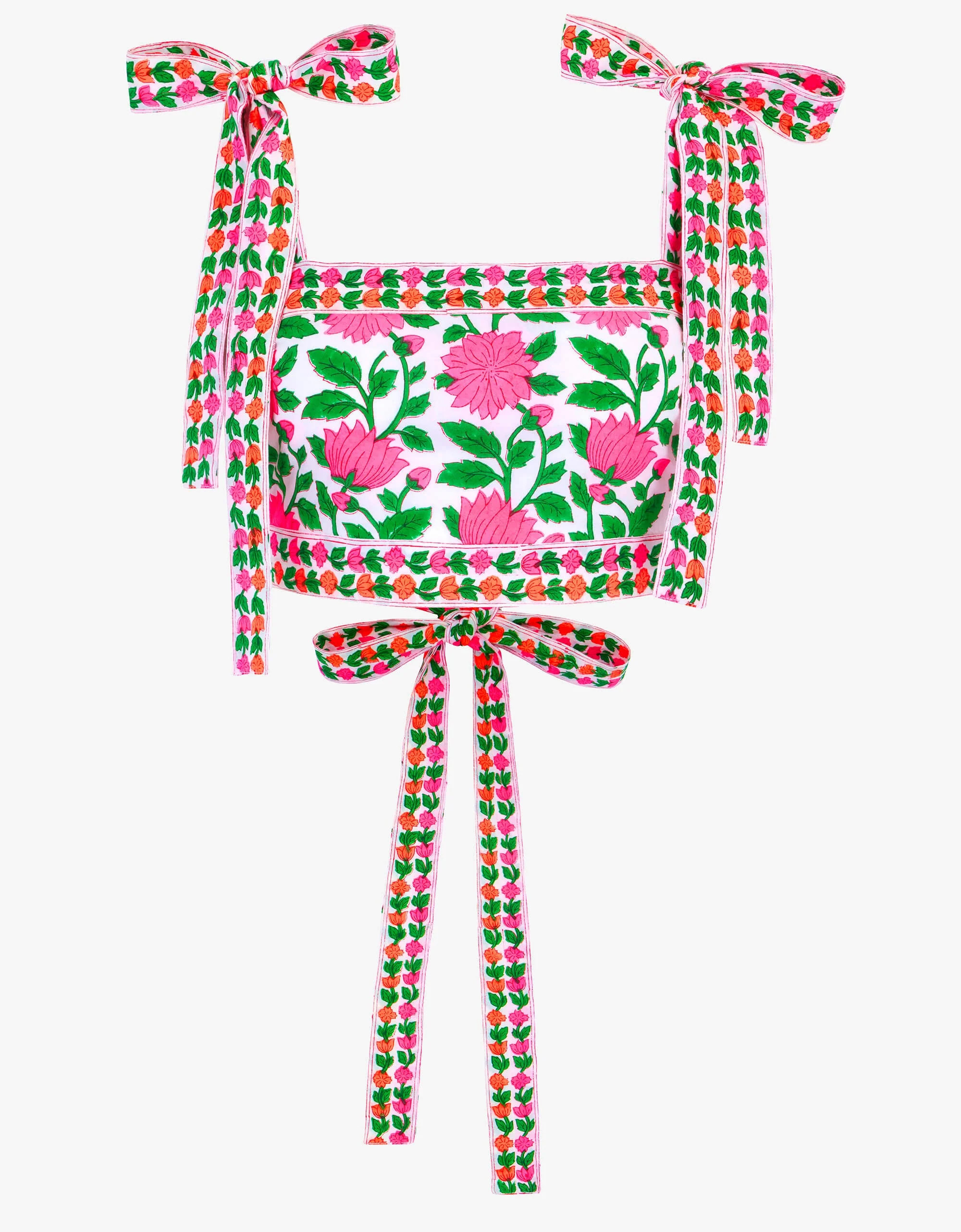 Neon Pink, Neon Orange Block Print Lara Top | Pink City Prints UK