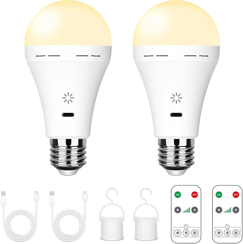 BOBOPAI USB-C Wiederaufladbare Glühbirne Mit Fernbedienung, 7W E27 Smart Akku Batterie LED Glüh... | Amazon (DE)