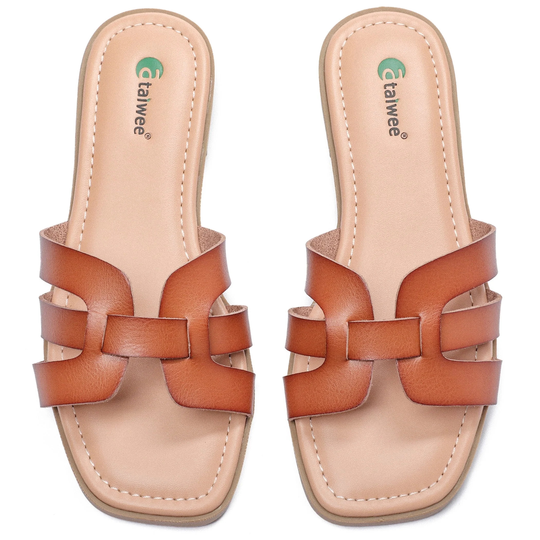 Ataiwee Women's Flat Slide Sandals - Ladies Casual Criss Cross Slip On Walk Summer Dress Slide Sa... | Walmart (US)