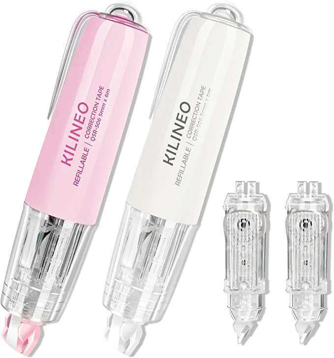 KILINEO Quick Dry Refillable Retractable White Out Correction Tape, Refill Small White Out Tape f... | Amazon (US)