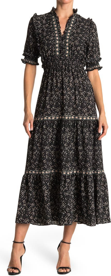Print Tiered Midi Dress | Fall Dress | Thanksgiving Dress | Nordstrom Rack
