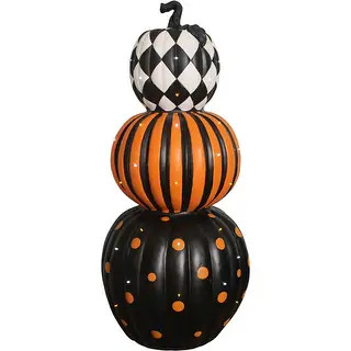 Haunted Hill Farm 36-In. Pre-Lit Halloween Stacked Pumpkin Trio Decoration | Bed Bath & Beyond