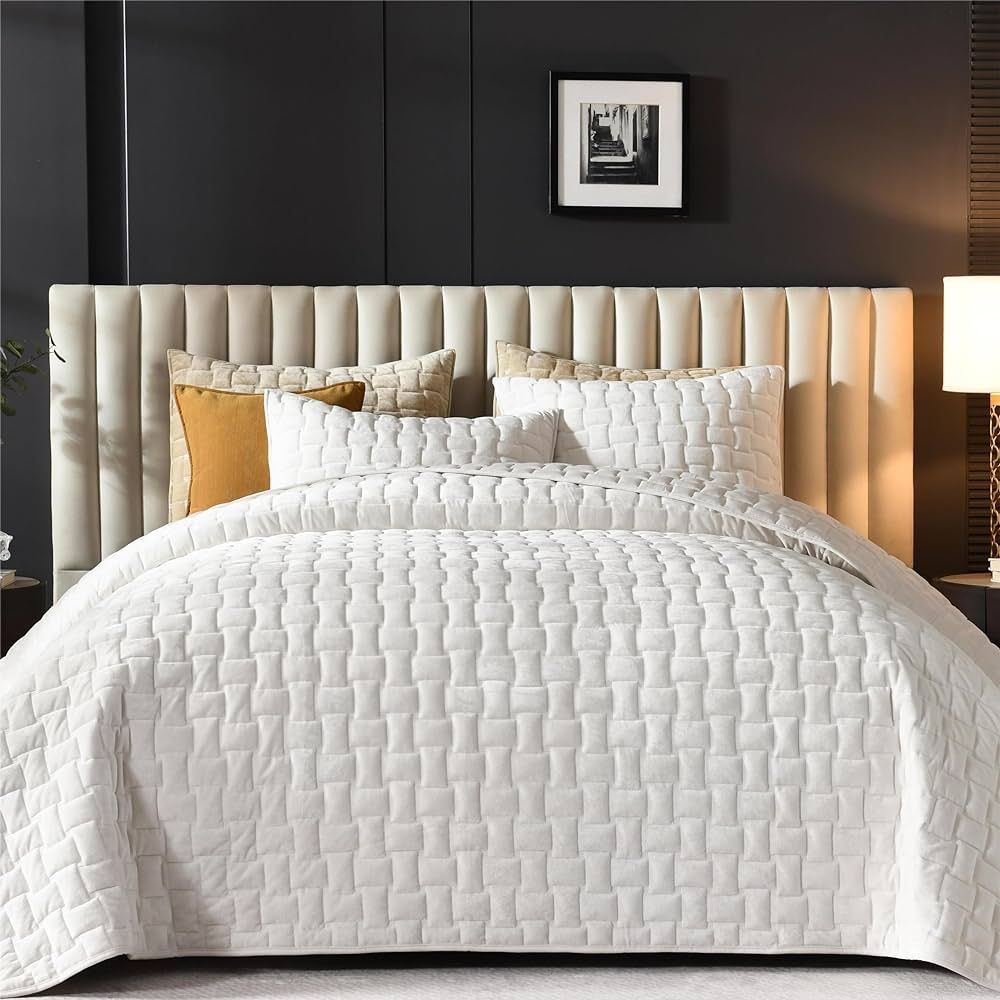 Lightweight Velvet King Size Comforter Set - Luxury Oversized Quilt King Size, Ultra Soft Velvet ... | Amazon (US)