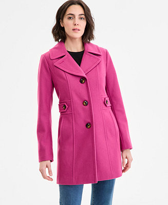 Anne Klein Women's Single-Breasted Notched-Collar Peacoat - Macy's | Macy's