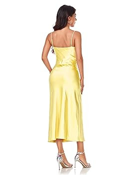 Women's Spaghetti Strap Midi Satin Silk Dresses Slip Cowl Neck Party Cocktail Evening Sexy Dress | Amazon (US)