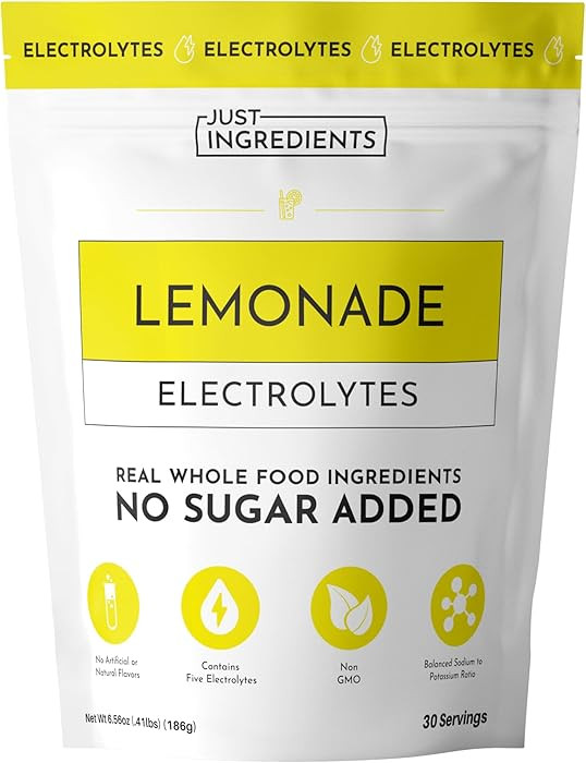 JUST INGREDIENTS Lemonade Electrolytes Drink Mix - Coconut Water, Sea Salt, Trace Minerals - 30 S... | Amazon (US)