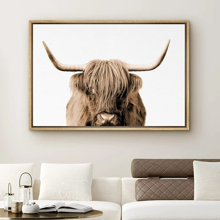 Cow 1.5" x 16" Framed Photography Canvas Art Print, by PixonSign - Walmart.com | Walmart (US)