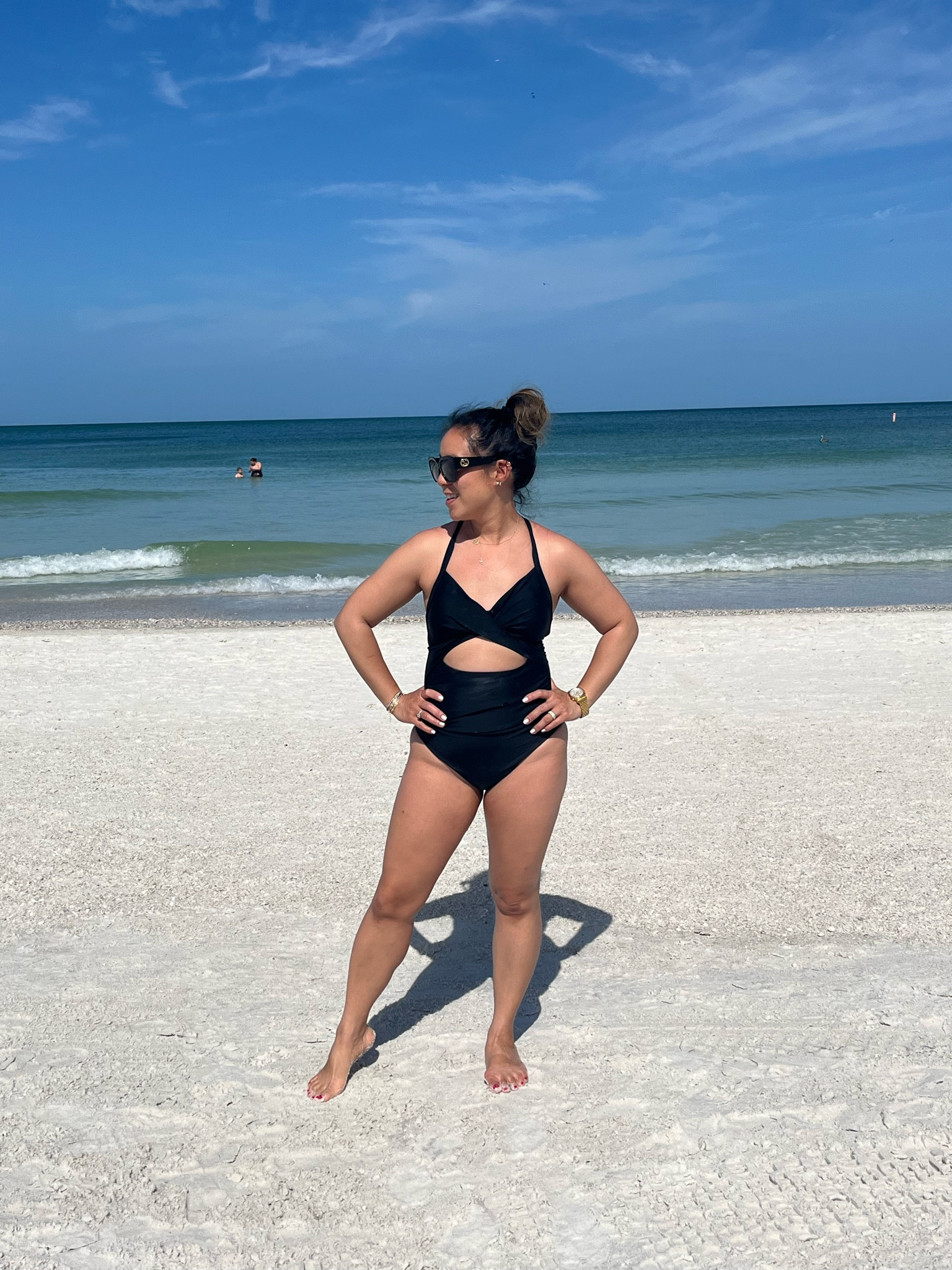 In the wild. One-pice cut-out swimsuit. I’m wearing an xs. Straps are adjustable in the back. 