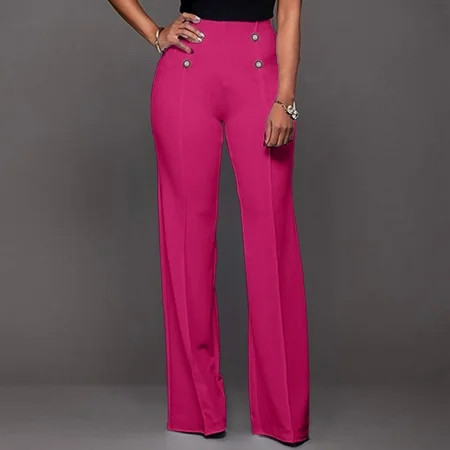 Pink Women Work Pants Polyester Dress Pants for Women Banded Waist Spring Pants Loose S Womens Business Casual Pants Solid Tall Wide Leg Trousers Weekend Leisure Womens Dress Pants for Work | Walmart (US)