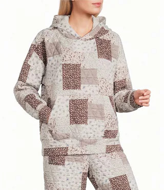 Blu Pepper Multi Floral Patchwork Printed Quilted Long Sleeve Hoodie -  S | Dillard's