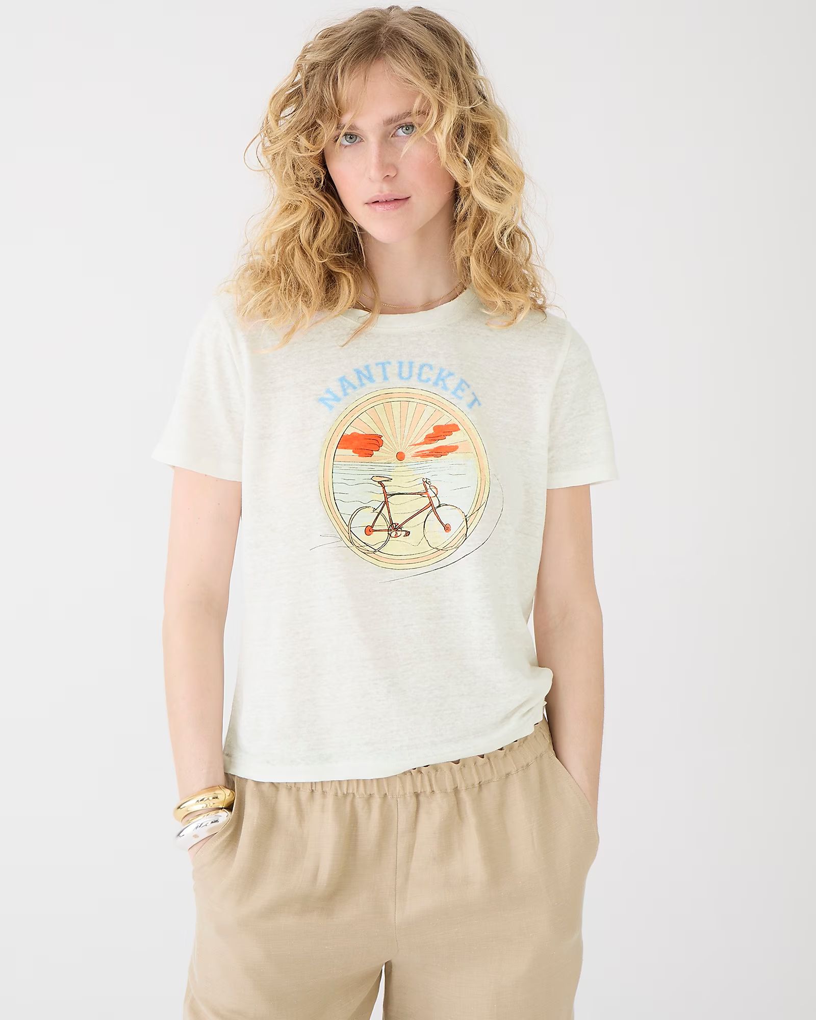 Classic-fit Nantucket graphic T-shirt in linen | J.Crew US